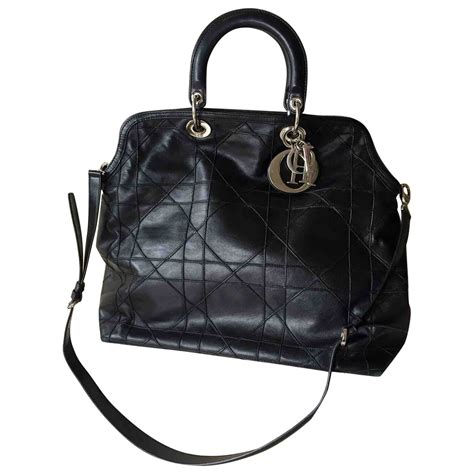 Granville leather handbag Dior Black in Leather 